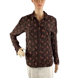 Something Navy Utility Blouse Size XS Brown Ganache